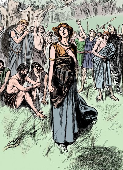 Boudicca Boadicea brittisk drottning av Iceni från första århundradet, samlar sina trupper, c1900 av Unbekannt