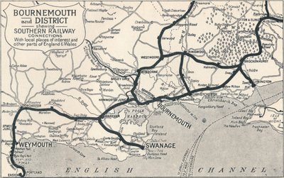 Bournemouth och distriktet, visar Southern Railway-förbindelser, 1929 av Unbekannt