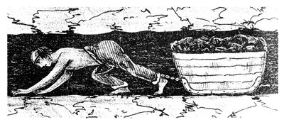 Pojkputter som släpar en släde med kol längs en smal söm, södra Wales, 1848 av Unbekannt