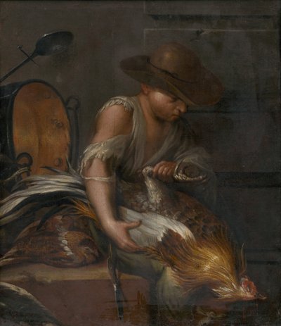 Boy with Poultry av Unbekannt