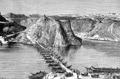 Båtbro över Indus vid Khushalgarh, Pakistan, 1895 av Unbekannt