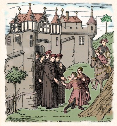 Bröderna Polo gav sig av från Konstantinopel med Marco för Kina c1300, 1912 av Unbekannt