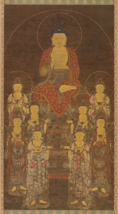 Buddha Amitabha Amita och de åtta stora bodhisattvorna, sen Goryeo-period, mitten av slutet av 1300-talet. av Unbekannt