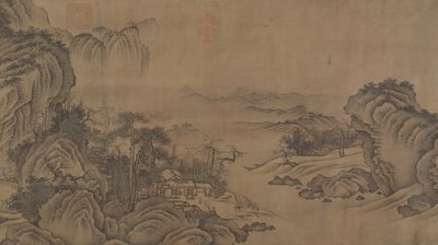 Buddhistiska tempel mitt i höstbergen, 1300-talet. av Unbekannt
