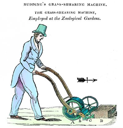 Buddings gräsklippningsmaskin, c1832 av Unbekannt