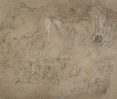 Bygger bron till Lanka, ca. 1800. av Unbekannt