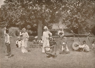 Burmesiska musiker och Pwe-dansare, 1900. av Unbekannt