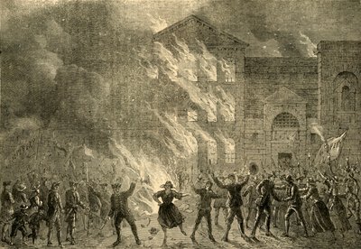 Burning of Newgate, 1780, c1872. av Unbekannt