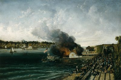 Bränning av Sidewheeler Henry Clay, ca. 1854-60. av Unbekannt