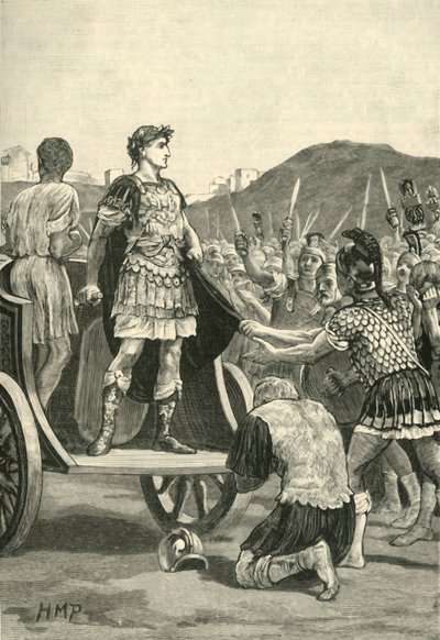 Caesar tilltalar Malcontent-legionerna på Campus Martius, 1890. av Unbekannt