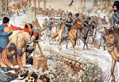 Kameraman från att filma ryska trupper i Manchuriet för en tidig nyhetsfilm, rysk-japanska kriget, 1904 av Unbekannt
