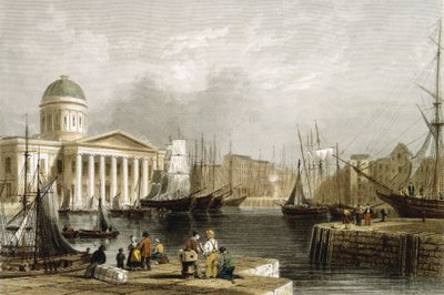 Canning Dock, Liverpool, visar Custom House, 1841 av Unbekannt