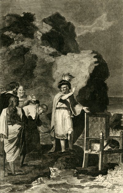 Knut tillrättavisar sina hovmän, 1700-1800-talet. av Unbekannt