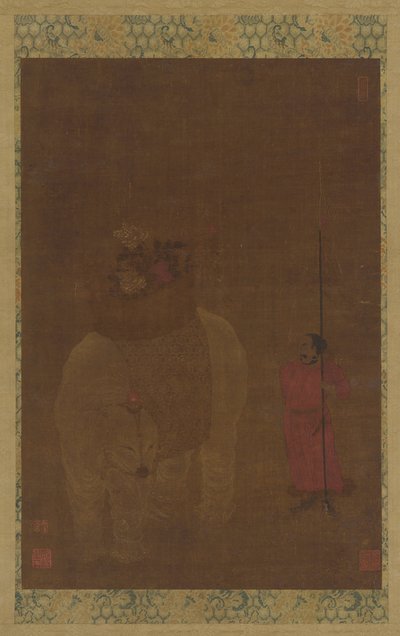 Kaparisonerad elefant och skötare, Mingdynastin, 1500-1600-talet. av Unbekannt