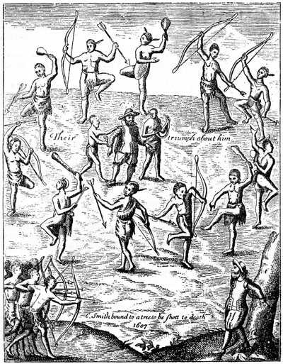 Kapten John Smith tillfångatagen av indianerna, Virgina, 1607 c1880 av Unbekannt