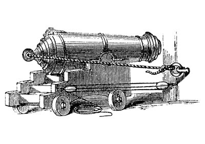 Carronade, kort stycke marin ammunition med stor kaliber kammare, som ett mortel, c1884 av Unbekannt