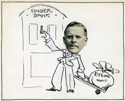 Tecknad film av verkställande direktör William E Bullock, Singer & Company Ltd av Unbekannt