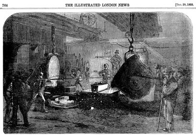 Att gjuta ett murbruk vid Grissells Regents Canal Ironworks, City Road, London, 1855 av Unbekannt