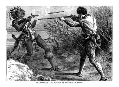 Chamberlain och Paugus vid Lovewells Fight, 1725, 1872 av Unbekannt