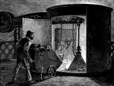 Laddar en masugn vid Govan Iron Works, Skottland, c1885 av Unbekannt