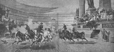 Vagnkapplöpning på Circus Massimus i Rom, 1800-talet av Unbekannt
