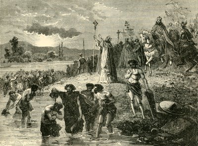 Karl den Store fick sachsarna att bli döpta i Weser, 782 AD. 1890. av Unbekannt