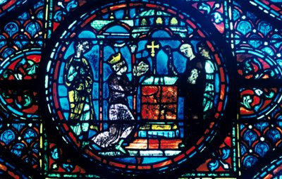 Karl den Store ger reliker till kapellet i Aix, målat glas, Chartres katedral, Frankrike, c1225 av Unbekannt