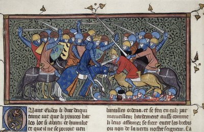 Charles Martel vid slaget vid Tours, ca 1332-1350. av Unbekannt