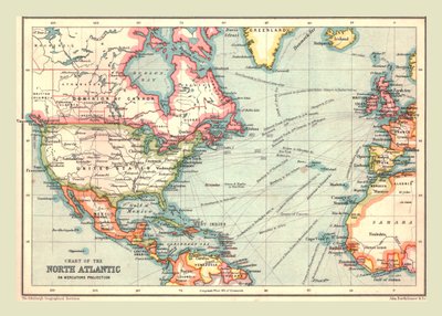 Karta över Nordatlanten, 1902. av Unbekannt