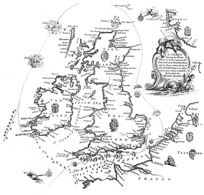 Karta över den spanska armadakursen, 1588 1893 av Unbekannt