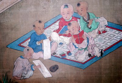 Barn som leker, japansk målning, 1700-tal av Unbekannt