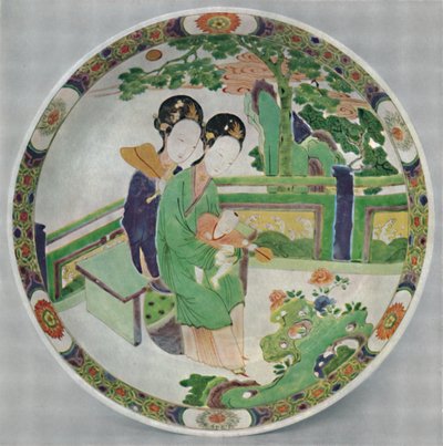 Kinesiskt porslinsfat, Famille Verte. Period av KAng Hsi, 1662-1722, 1928 av Unbekannt