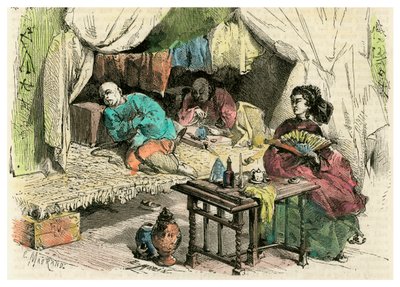 Kinesiska opiumrökare, 1800-talet av Unbekannt