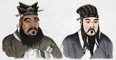 Kinesiska porträtt av Konfucius och hans store anhängare Mencius, 1907 av Unbekannt