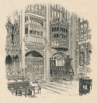 Körbås och kungligt skåp, St. Georges kapell, 1895 av Unbekannt