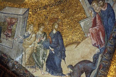 Chora kyrkomuseum: mosaik som visar kvinnan som ber Jesus om återställande av hennes hälsa Istanbul Turquie av Unbekannt