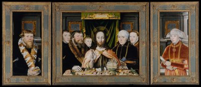 Christ Blessing, omgiven av en donatorfamilj, ca. 1573-82. av Unbekannt