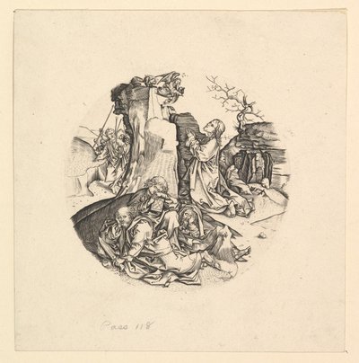 Kristus på Oljeberget kopia i rundel, ca. 1435-1491. av Unbekannt