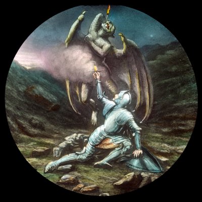 Christian och Apollyon, c1910. av Unbekannt