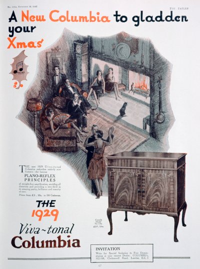 Julannons för Columbia-grammofoner, 1928 av Unbekannt
