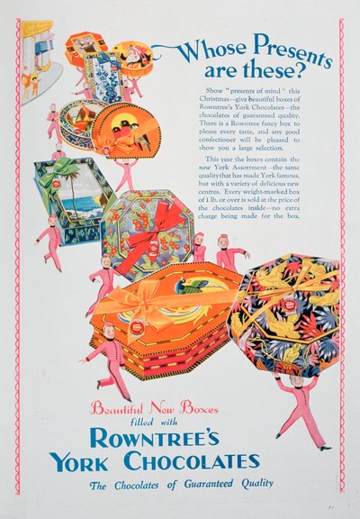 Julannons för Rowntrees York Chocolates, 1928 av Unbekannt