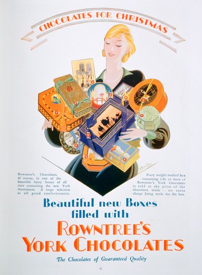 Julannons för Rowntrees York Chocolates, 1928 av Unbekannt