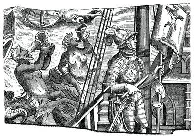 Christopher Columbus ombord på sitt skepp, under sin första resa västerut, 1500-talet, 1870 av Unbekannt