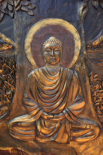 Chua Thien Lam Go buddhistisk pagod. Shakyamuni Buddha sitter i meditationsställning. Thay Ninh. Vietnam av Unbekannt
