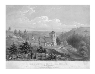 Church and School of St. Michael, Bussage, c1800. av Unbekannt
