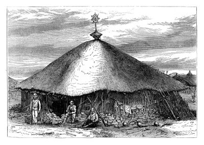 Kyrka i Magdala, med Theodores grav, Etiopien, c1868 sent 1800-tal av Unbekannt