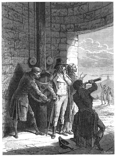Claude Chappe demonstrerar sitt optiska telegraf semaforsystem 1793 c1870 av Unbekannt