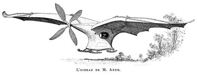 Clement Aders flying bird Eole, the first piloted plane to take off under its own steam, 1890 av Unbekannt
