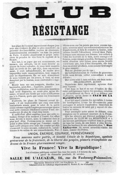 Club de la Resistance, från franska politiska affischer från Pariskommunen, maj 1871 av Unbekannt