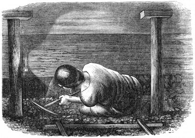 Kolgruvarbetare som arbetar med en smal söm, c1864. av Unbekannt